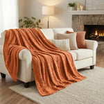 Fleece Blanket Plush Cozy Warm Arctic Boho Knit Jacquard