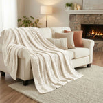 Fleece Blanket Plush Cozy Warm Arctic Boho Knit Jacquard