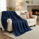 Fleece Blanket Plush Cozy Warm Arctic Boho Knit Jacquard