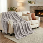 Fleece Blanket Plush Cozy Warm Arctic Boho Knit Jacquard