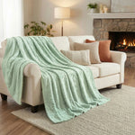 Fleece Blanket Plush Cozy Warm Arctic Boho Knit Jacquard