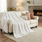 Fleece Blanket Plush Cozy Warm Arctic Boho Knit Jacquard