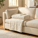Fleece Blanket Plush Cozy Warm Arctic Boho Knit Jacquard