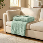 Fleece Blanket Plush Cozy Warm Arctic Boho Knit Jacquard