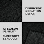 Fleece Blanket Plush Cozy Warm Arctic Boho Knit Jacquard