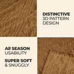 Fleece Blanket Plush Cozy Warm Arctic Boho Knit Jacquard