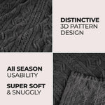 Fleece Blanket Plush Cozy Warm Arctic Boho Knit Jacquard