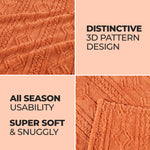 Fleece Blanket Plush Cozy Warm Arctic Boho Knit Jacquard