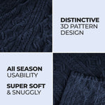 Fleece Blanket Plush Cozy Warm Arctic Boho Knit Jacquard
