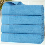 Honeycomb Textured Border Cotton Luxury Bath Towels, Set of 4