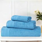 Superior Honeycomb Textured Border Luxury Cotton 3 Piece Towel Set