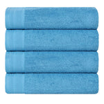 Honeycomb Textured Border Cotton Luxury Bath Towels, Set of 4