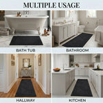 Solid Bordered Cotton Washable Non-Slip Bath Rugs or Runner