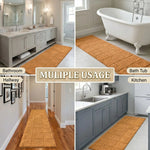 Checkered Cotton Washable Non-Slip Bath Rugs or Runner