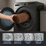 Solid Bordered Cotton Washable Non-Slip Bath Rugs or Runner