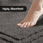 Solid Bordered Cotton Washable Non-Slip Bath Rugs or Runner