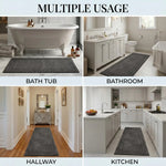 Solid Bordered Cotton Washable Non-Slip Bath Rugs or Runner