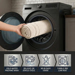 Solid Bordered Cotton Washable Non-Slip Bath Rugs or Runner
