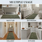 Solid Bordered Cotton Washable Non-Slip Bath Rugs or Runner