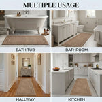 Solid Bordered Cotton Washable Non-Slip Bath Rugs or Runner