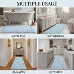 Solid Bordered Cotton Washable Non-Slip Bath Rugs or Runner