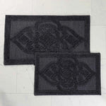 Myra Medallion Textured Machine Washable Bath Rugs, Set of 2