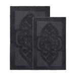 Myra Medallion Textured Machine Washable Bath Rugs, Set of 2