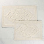 Myra Medallion Textured Machine Washable Bath Rugs, Set of 2