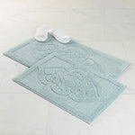 Myra Medallion Textured Machine Washable Bath Rugs, Set of 2