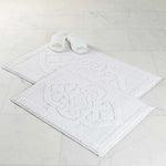 Myra Medallion Textured Machine Washable Bath Rugs, Set of 2