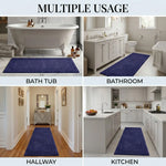 Solid Bordered Cotton Washable Non-Slip Bath Rugs or Runner
