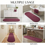 Oval Cotton Washable Non-Slip Bath Rugs or Runner