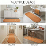 Oval Cotton Washable Non-Slip Bath Rugs or Runner