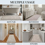 Solid Bordered Cotton Washable Non-Slip Bath Rugs or Runner