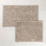Venere Floral Scroll Textured Washable Bath Rugs, Set of 2