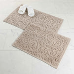 Venere Floral Scroll Textured Washable Bath Rugs, Set of 2