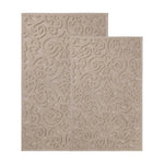 Venere Floral Scroll Textured Washable Bath Rugs, Set of 2