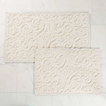 Venere Floral Scroll Textured Washable Bath Rugs, Set of 2
