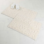 Venere Floral Scroll Textured Washable Bath Rugs, Set of 2