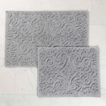 Venere Floral Scroll Textured Washable Bath Rugs, Set of 2