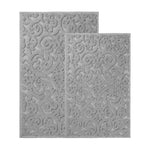 Venere Floral Scroll Textured Washable Bath Rugs, Set of 2