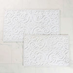 Venere Floral Scroll Textured Washable Bath Rugs, Set of 2
