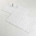 Venere Floral Scroll Textured Washable Bath Rugs, Set of 2