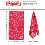 Superior Bahama Cotton Fuzzy Velour Terry Large Oversized Beach Towel