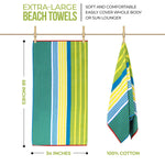 Mira Striped Cotton Velour Terry Large Oversized Beach Towel