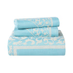 Lightweight Cotton Jacquard Bedspread Set – 3‐Piece Floral Scroll