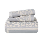 Lightweight Cotton Jacquard Bedspread Set – 3‐Piece Floral Scroll