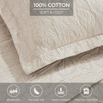 Floral Cotton Matelassé Bedspread Set Hibiscus Jacquard (3-Piece)