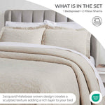 Floral Cotton Matelassé Bedspread Set Hibiscus Jacquard (3-Piece)