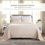 Lightweight Cotton Bedspread Sets 3-Piece Geometric Fret Jacquard Matelassé